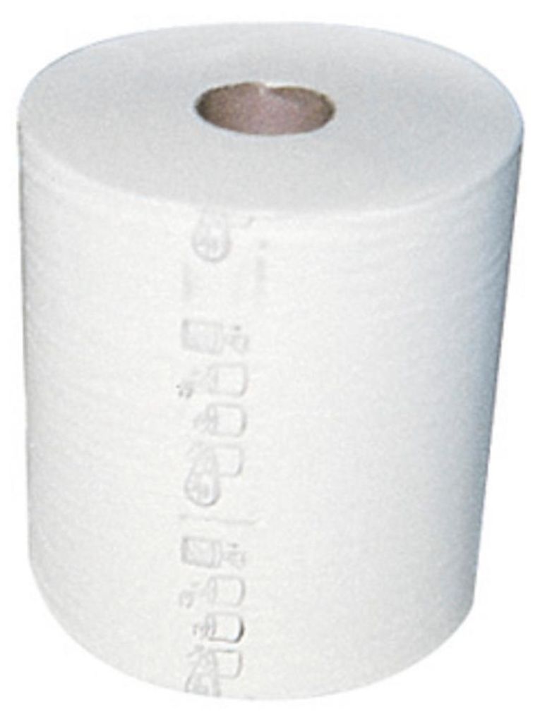 A roll of white paper towels.