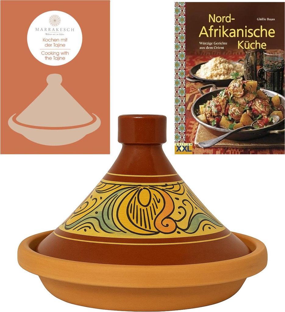 Tajine, originario del Marocco, con ricettario della cucina Immagine del prodotto 