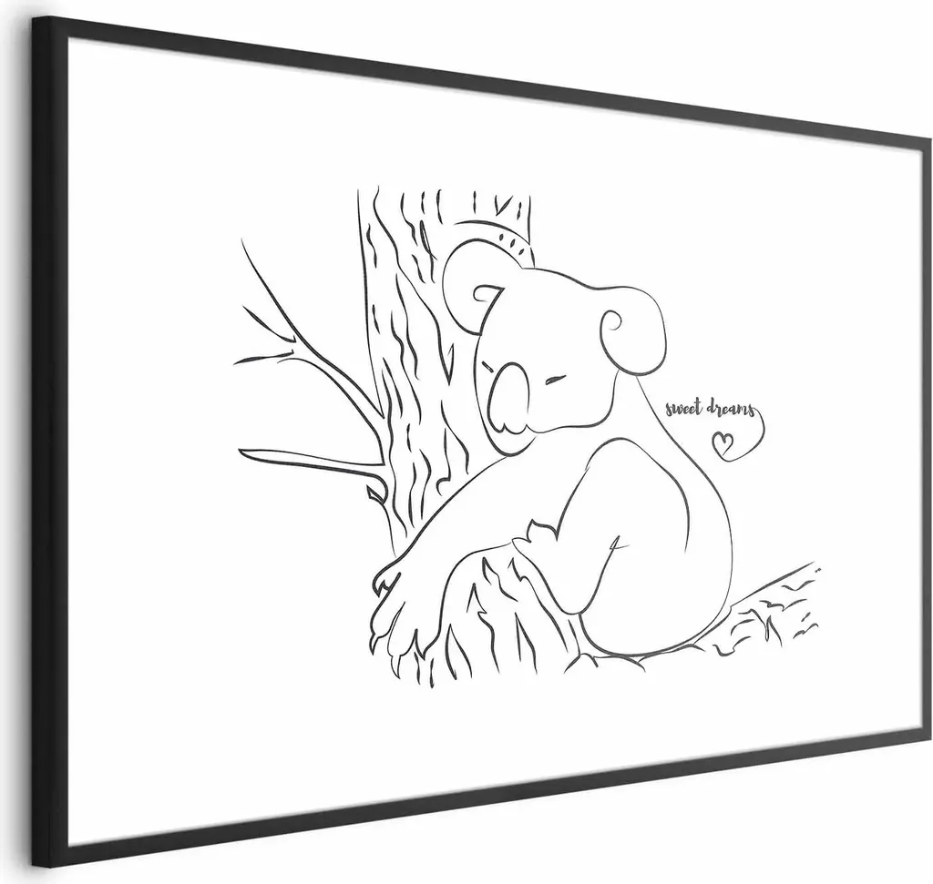 Poster Koala Addormentato 90x60 con Cornice Nera Elegante | Arredo Casa