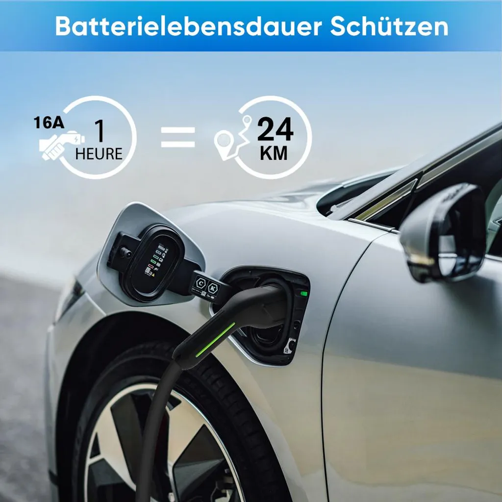 Chargeur Type 2 intensité réglable 7kW avec câble 8M noir flexible - 9