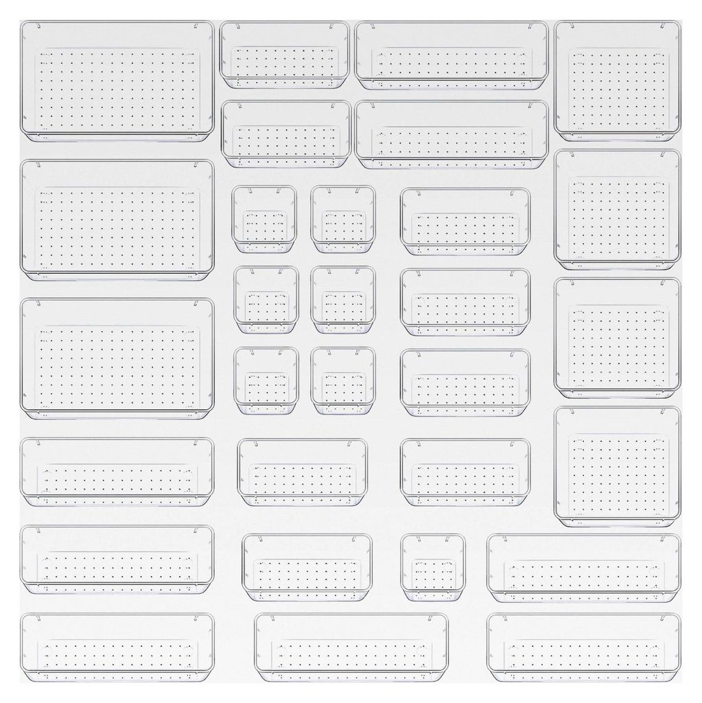 30 Stück transparentes Schubladen-Organisationssystem mit Schminktisch-Organizer in 4 Größen, rutschfester Make-up-Organizer für Badezimmer, Ko...