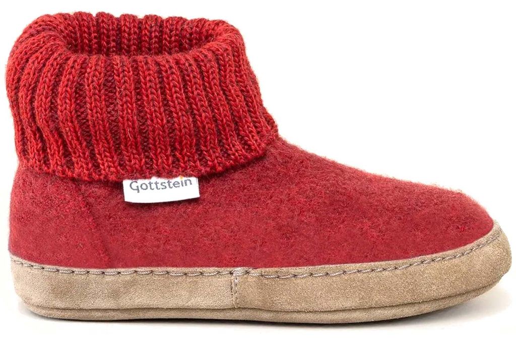 Gottstein Alpine Boot LE Kinder Hüttenschuhe mit Ledersohle Rot, 48/405-1353 - Gr. 24