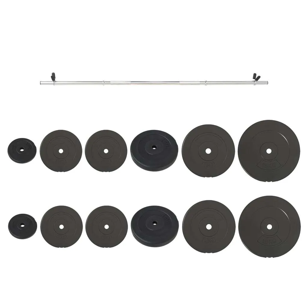 Haltère long robuste 90 kg avec barres en acier et disques modulables