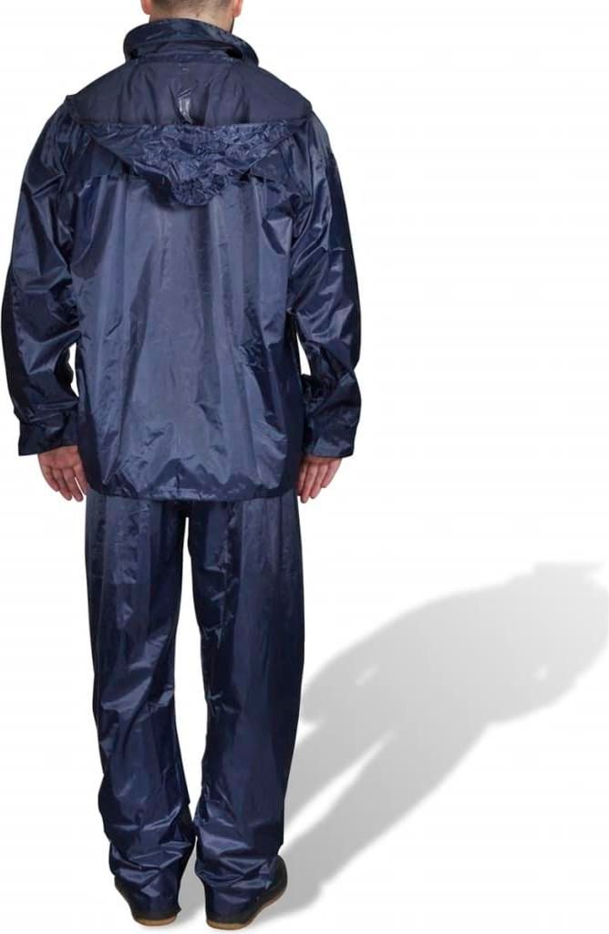 vidaXL Blaue Regenbekleidung für Männer 2-teilig mit Kapuze Größe L