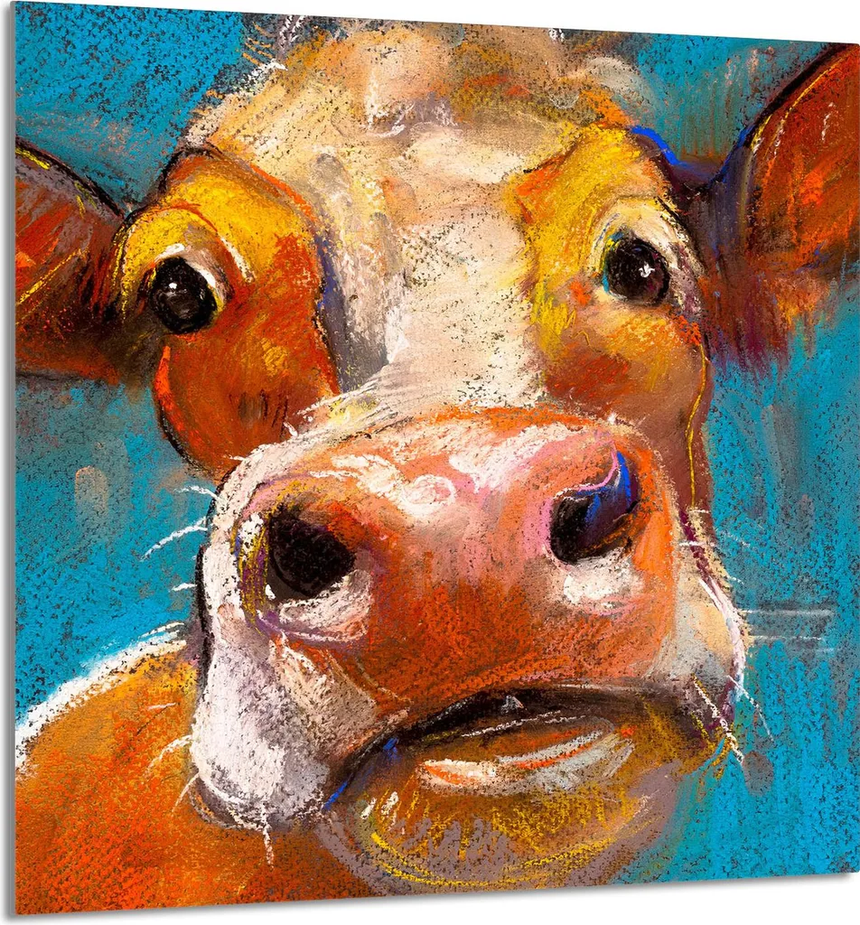 Copertura Piano Cottura in Vetro 60x65 Design Mucca - Stile Country