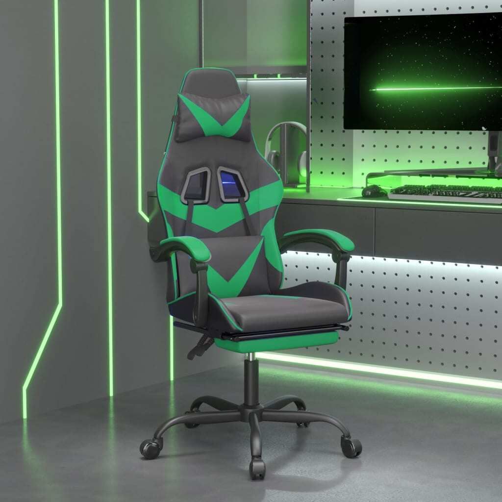 Möbel Gaming-Stuhl mit Fußstütze Schwarz und Grün Kunstleder - Bürostühle 3143857