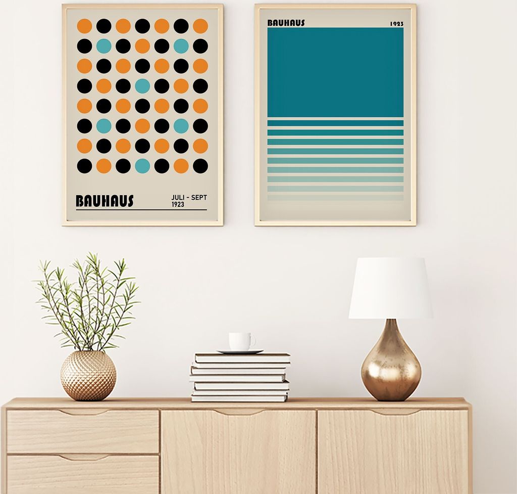 Wallity, Huhu249 - 50 x 35, Dekorativ gerahmtes MDF-Gemälde (2 Stück), Mehrfarbig, 100 % MDF, 50 x 35 cm