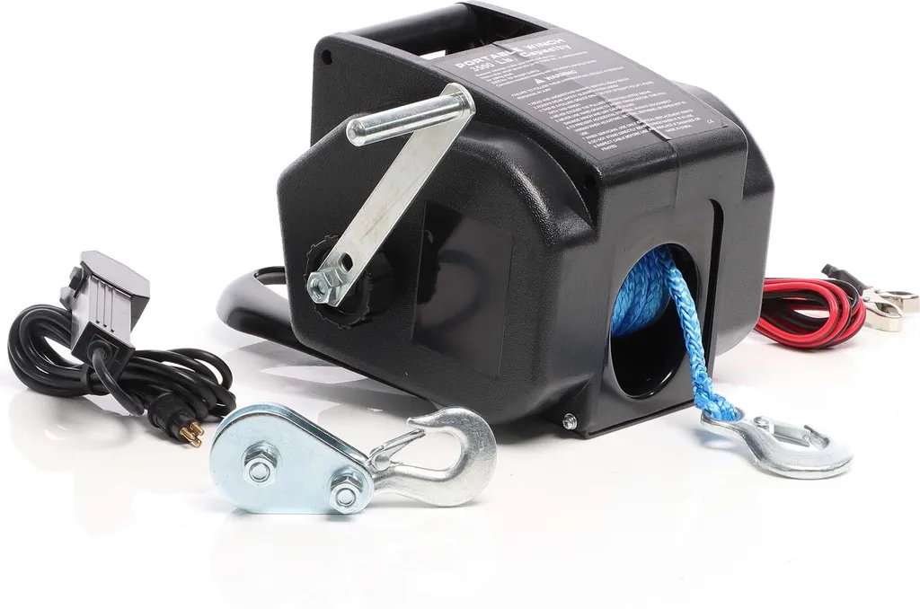 XPOtool Treuil électrique 12V 350W - Capacité 1570kg avec Câble 10,5m
