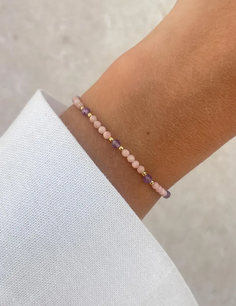 Bracelet en fils d'opale et d'améthyste naturelle pour la renaissance
