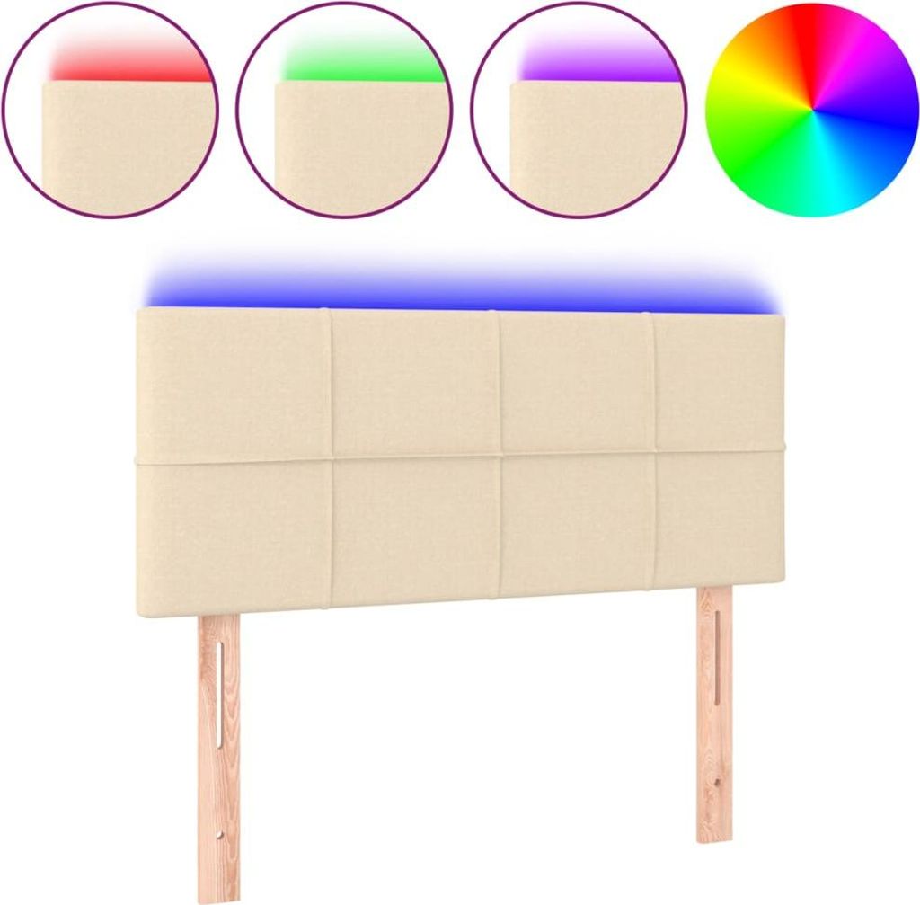 vidaXL LED Kopfteil Creme 90x5x78/88 cm Stoff