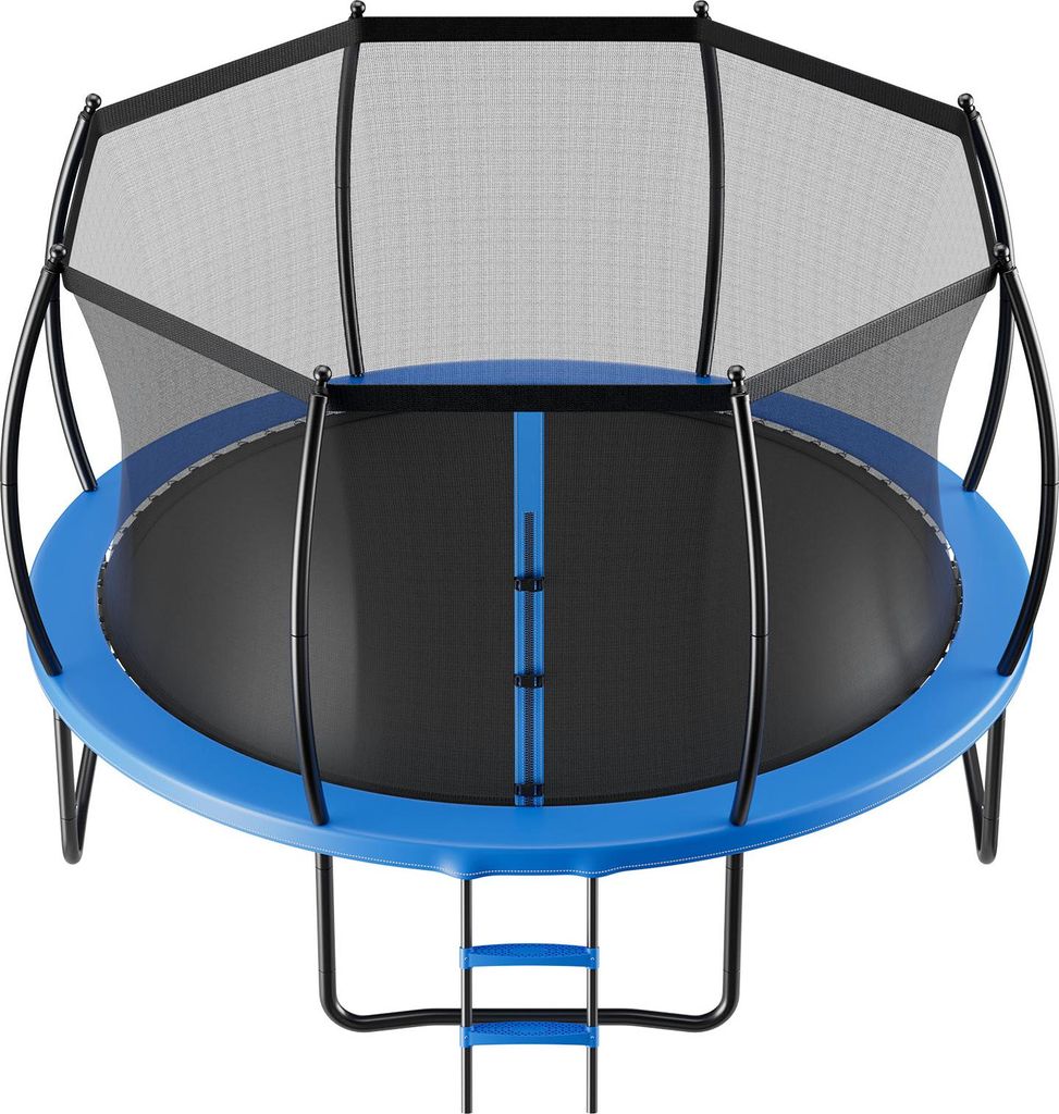 SucceBuy Outdoor-Trampolin Bodentrampolin 305 x 305 cm mit Sicherheitsnetz & verstärkter Polsterung, ASTM-, robustes Trampolin, max. 150 kg belast...