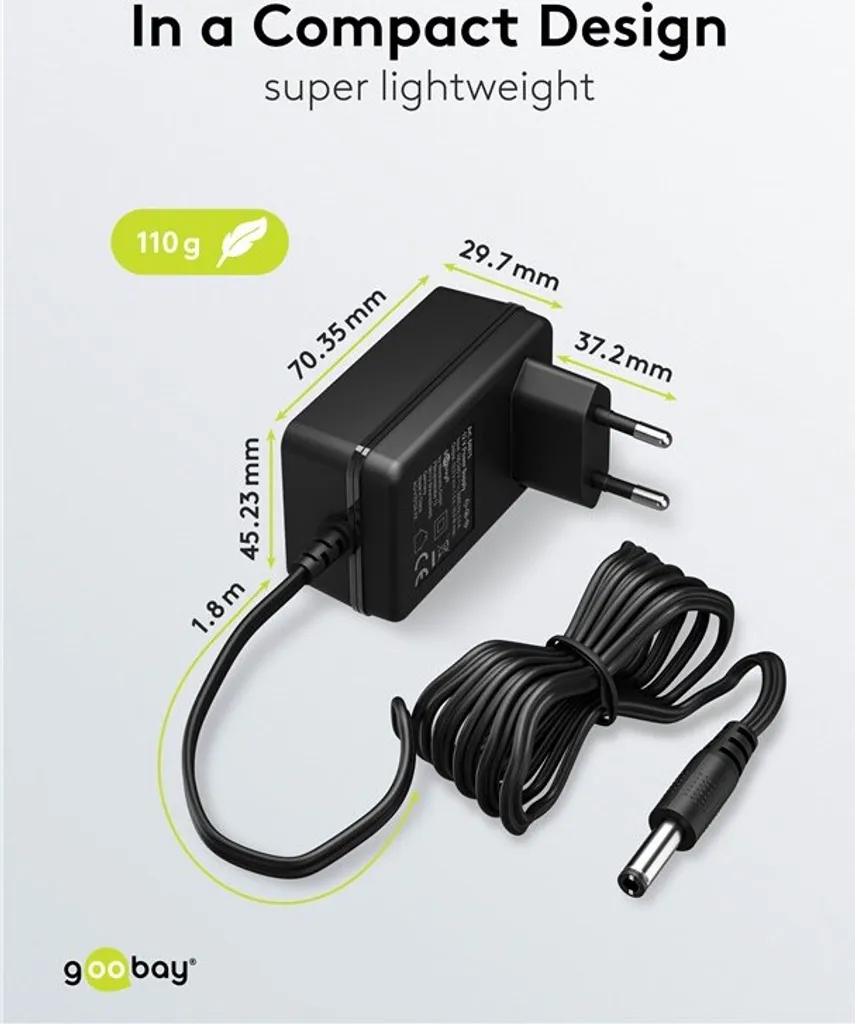 Alimentatore Universale Goobay 12V 1.5A per Strisce LED e Router - 11