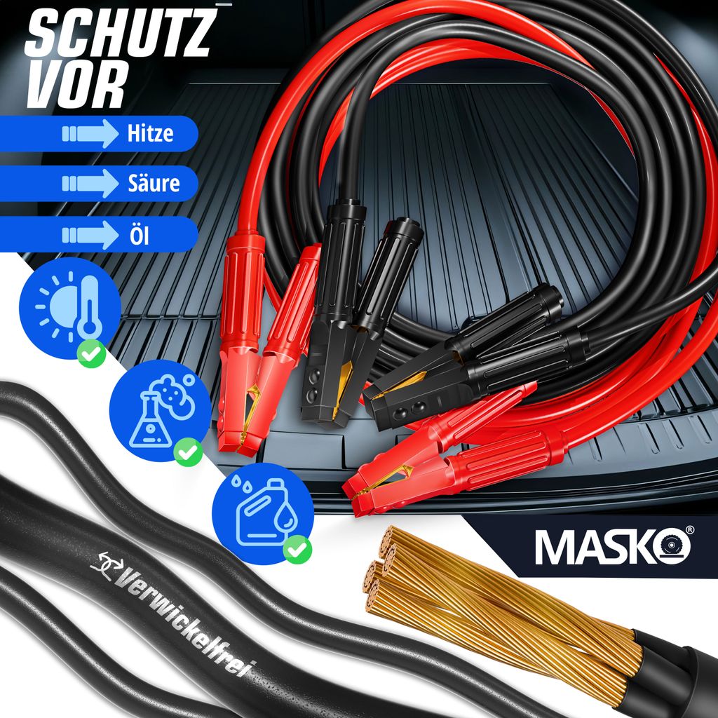 Beast Cavi Di Avviamento 600A 4,5m Per Auto 12V/24V - Pinze In Rame Per Batteria - 4