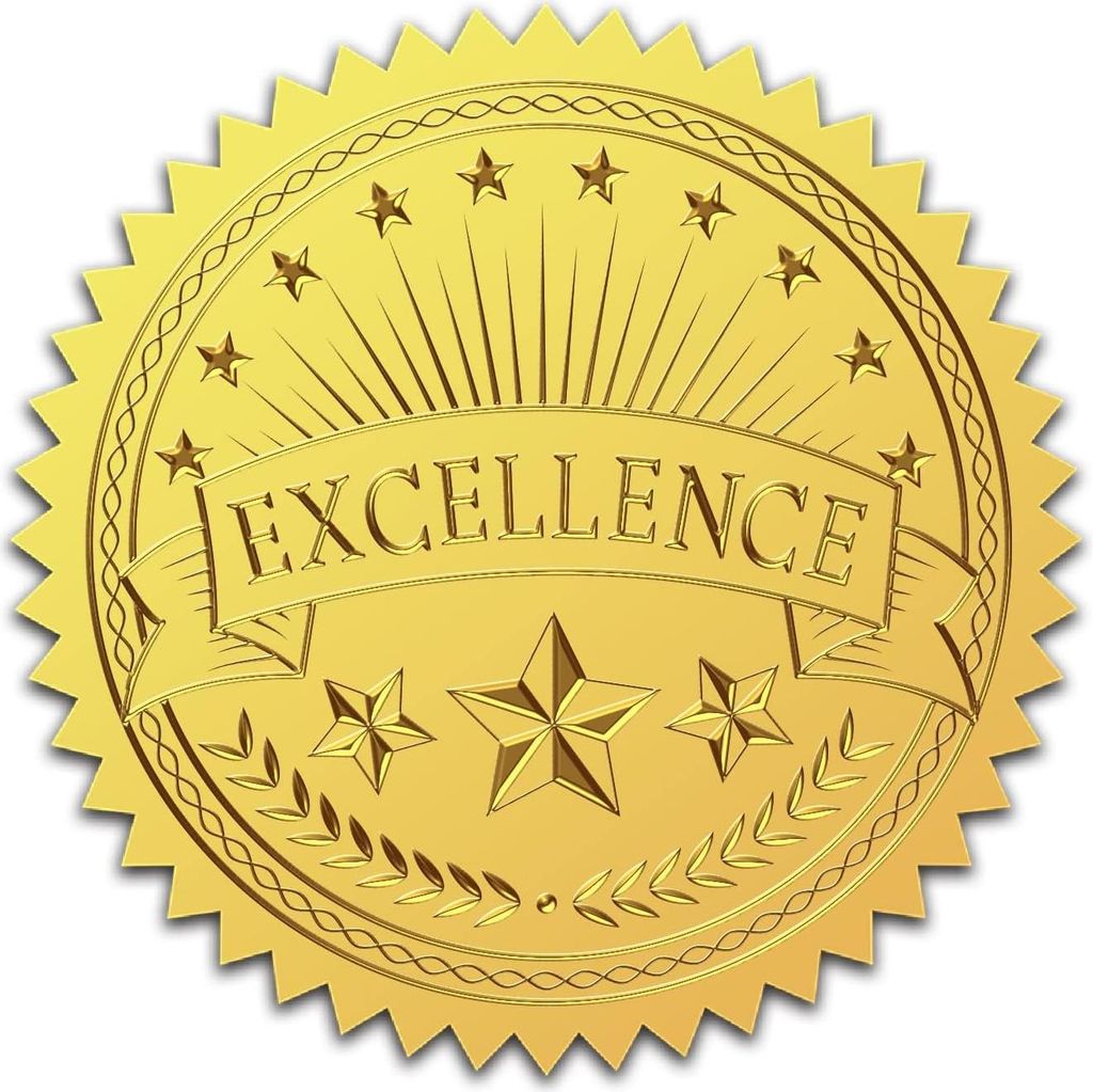 Goldfolie Reliefaufkleber - Excellence Star Zertifikat Offizielle Siegel Selbstklebende Aufkleber 100 Stück Medaille Dekoration Etiketten für Abs...