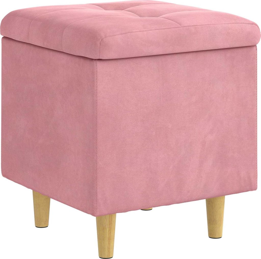 vidaXL Aufbewahrungsottomane mit Kissen Rosa 40 x 40 x 45 cm Samt