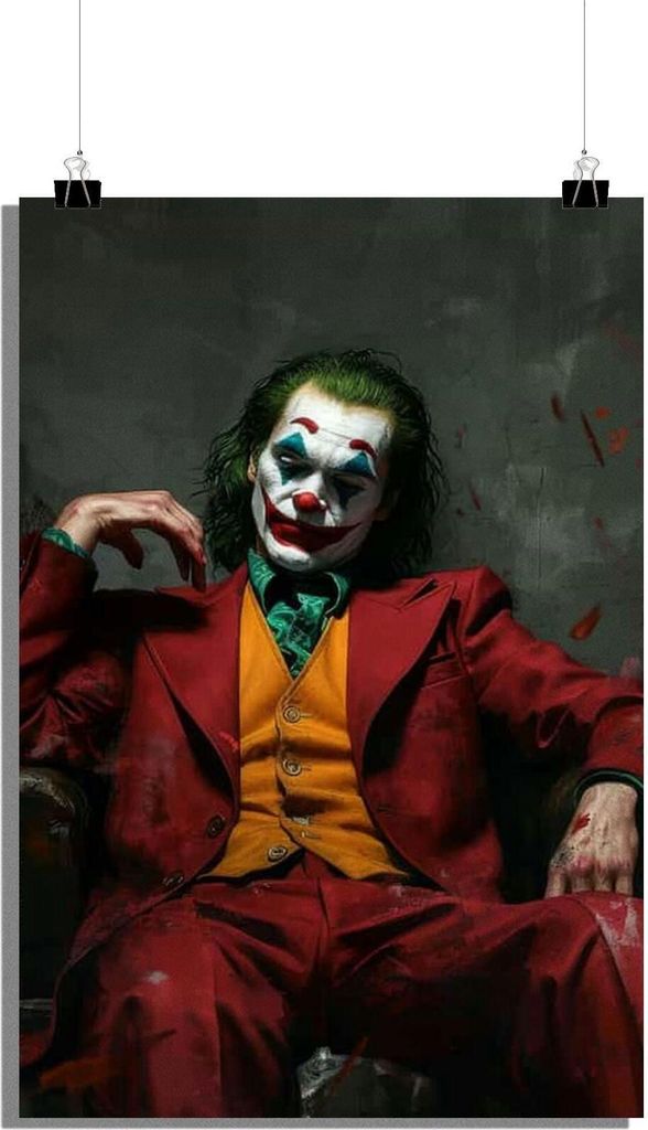 Joker Poster - Villain Poster - Batman Villain Poster - Red Suit Poster - Movie Poster - Painting Poster - 61x91cm - Perfekt zum Einrahmen