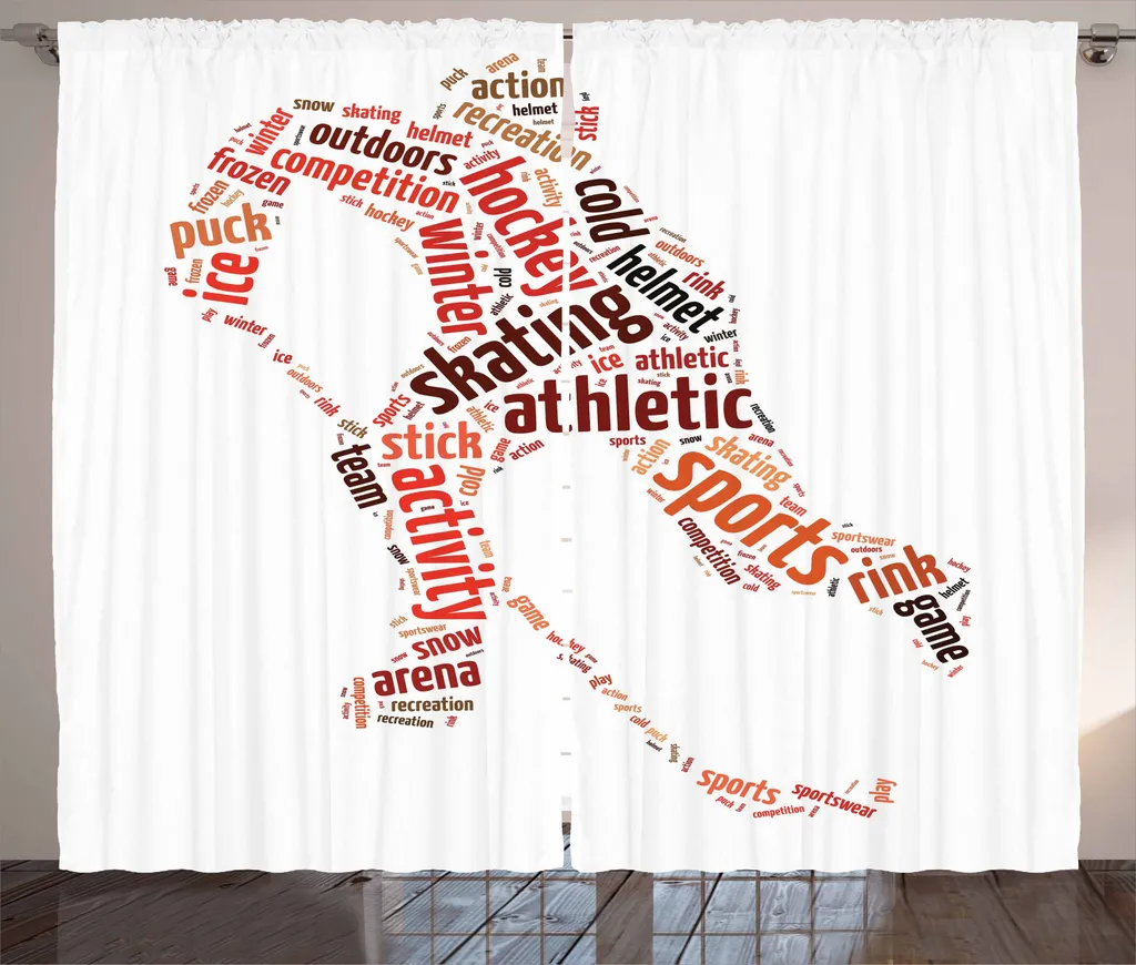 Rideau de salon à boucles et crochets motif masculin rustique 280x225 cm