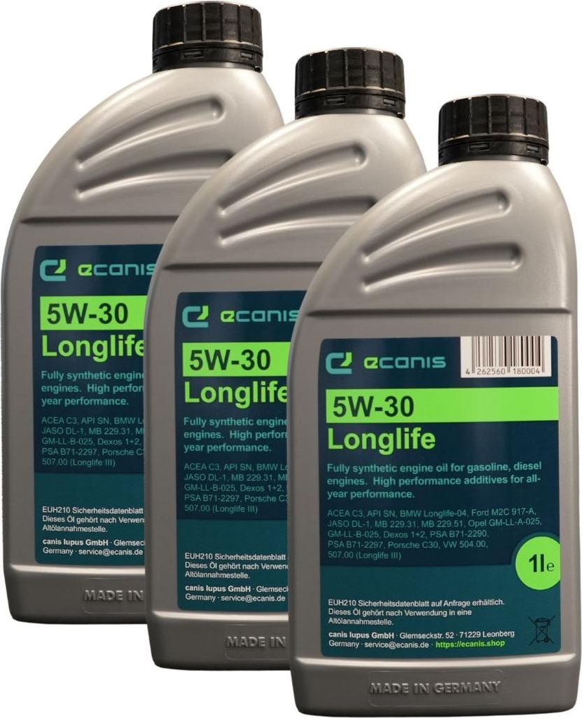 Motoröl Multipack 3x1 Liter 5W-30 C3 SN ECANIS Longlife Produktbild 