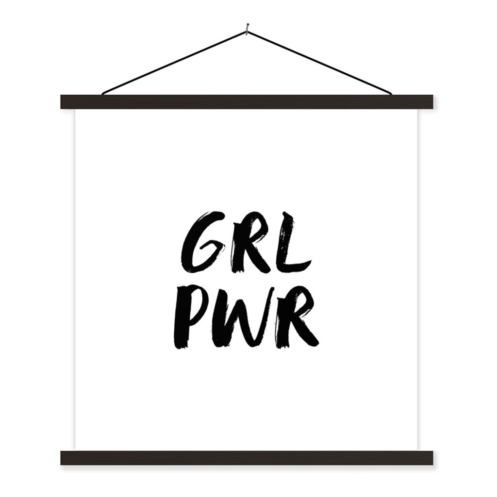 MuchoWow Textilposter Sprichwörter - Grl pwr - Mädchen - Zitate - Kinder 40x40 cm mit schwarzem Rahmen - Fotos