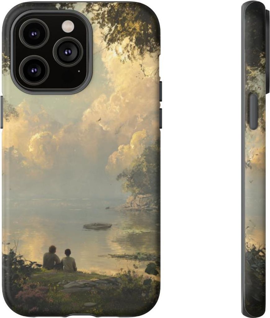 Idyllische Freundschaft am Seeufer – Hülle Kompatibel mit iPhone 14 Pro Max