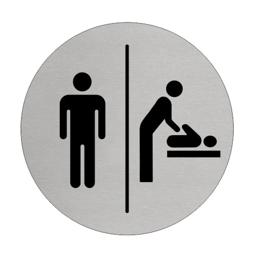 CombiCraft Aluminium Türschild 'Herren Wickeltisch' - Ø75mm mit 3M-Klebeband