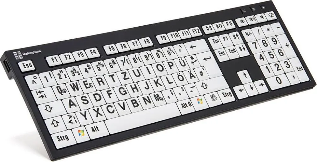 Logickeyboard XL Print QWERTZ USB : Clavier filaire gros caractères noir