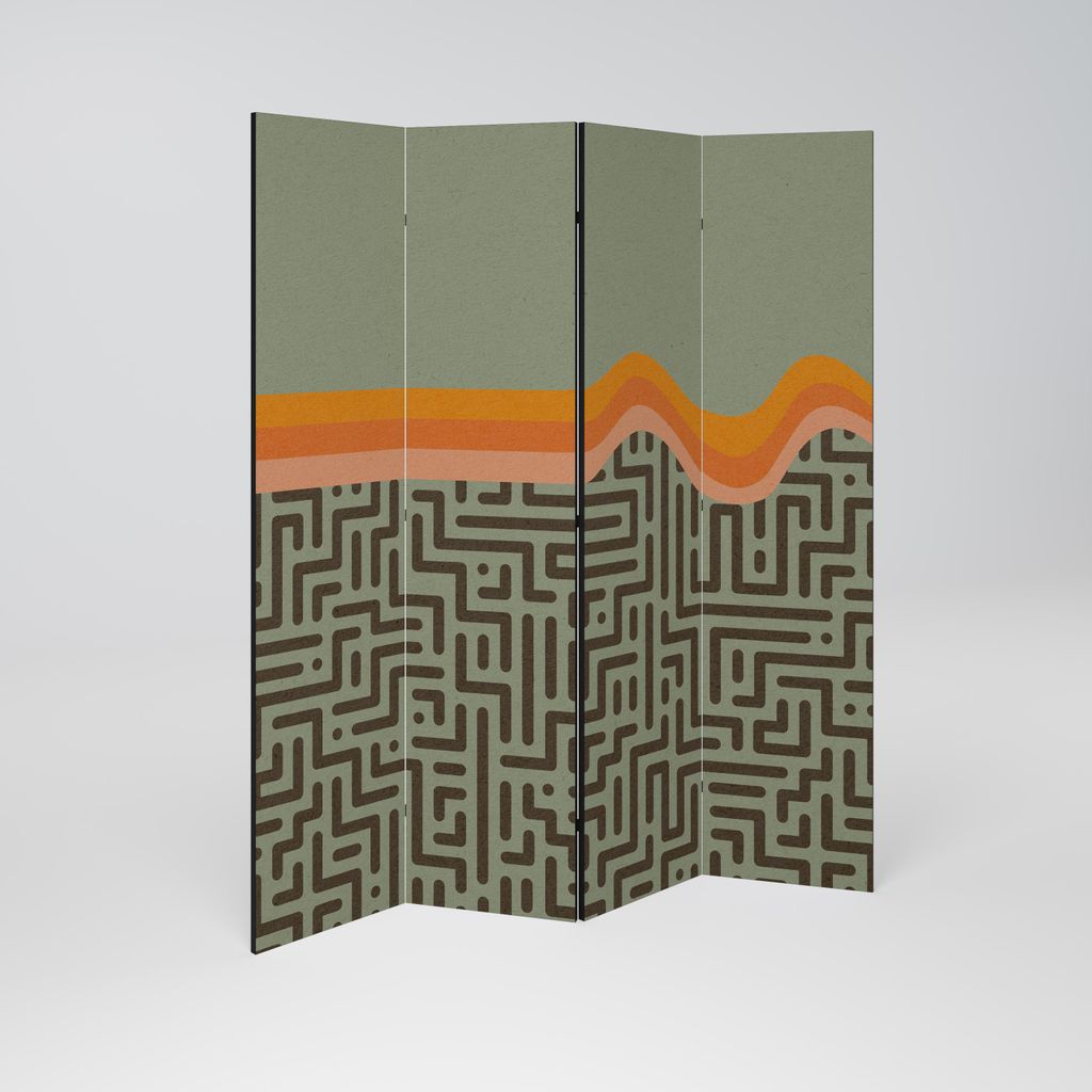 SpaceRebels Paravent Raumteiler - 4-teilig Raumtrenner, Druck 1-Seite - Raumtrenner - Trennwand Wohnung - Room Divider - Spanische Wand Deko Modern...