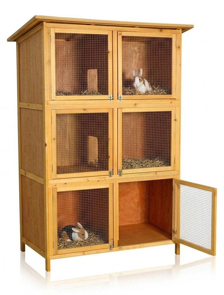 Mucola Hasenkäfig 6 Boxen Kaninchenstall Holz Freigehege Produktbild 