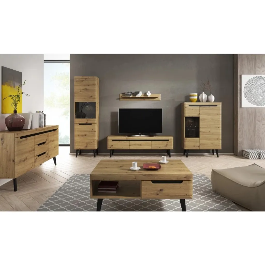 Étagère suspendue robuste chêne artisan NATHANIEL - Finition texturée 1m - 2