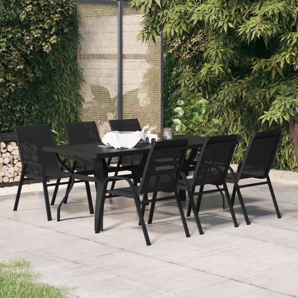Maison Exclusive - 7-tlg. Garten-Essgruppe Schwarz