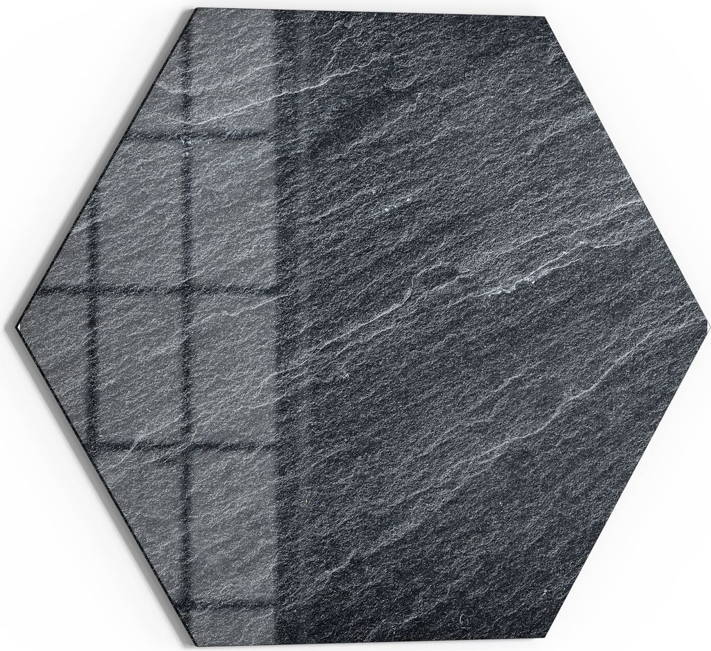 DEQORI Magnettafel Glas 40x35 cm 6-eckig 'Klassischer Schieferstein' beschreibbar Whiteboard