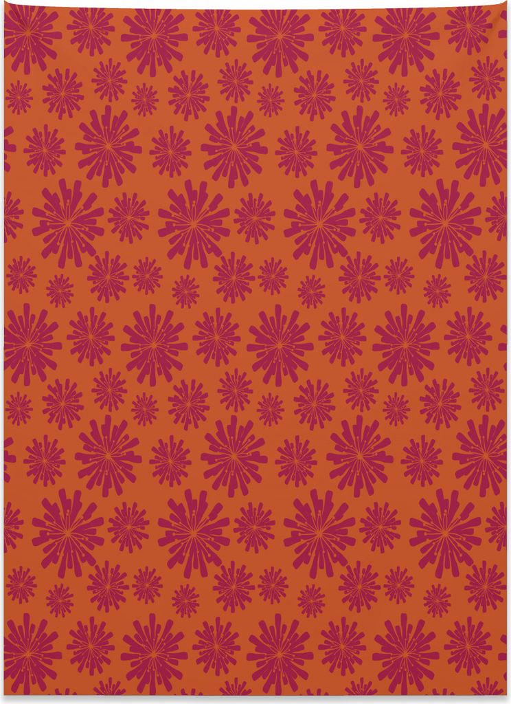 Abakuhaus Modern Wandteppich, Geometrische Blumen aus Weiches Mikrofaser Stoff Kein Verblassen Klare Farben Waschbar, 110 x 150 cm, Scharlachrot un...