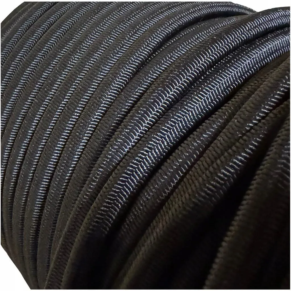 Corde élastique 100m et extensible 10mm pour bâche de remorque noire