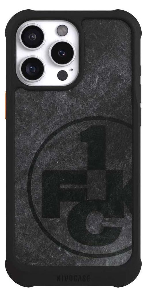 NIVOCASE Hülle für Apple iPhone 16 Pro Max Stoßfeste Handyhülle NIVOmax Case Schwarz 1. FC Kaiserslautern 1. FCK Beton