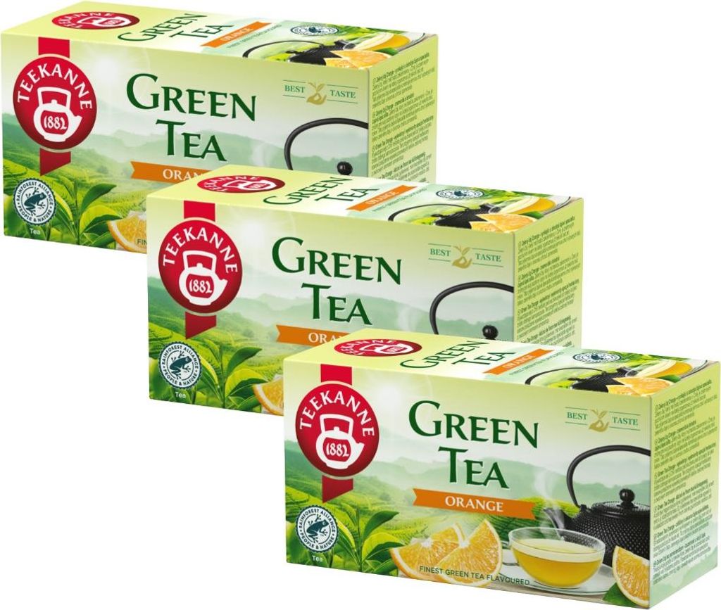 Teekanne Grüner Tee Orange 3x 20 Teebeutel - Grüntee im Beutel aromatisiert