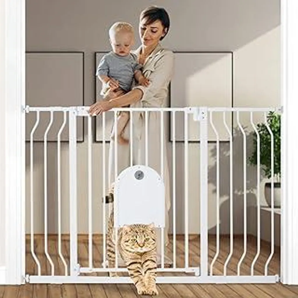 Cancelletto Cani e Bambini COMOMY 123cm - Porta Gatti e Chiusura Automatica