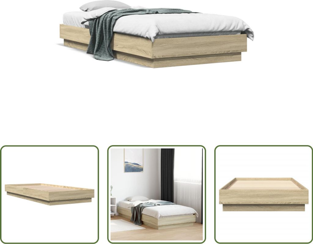 The Living Store Bettgestell Sonoma-Eiche 90x200 cm Holzwerkstoff