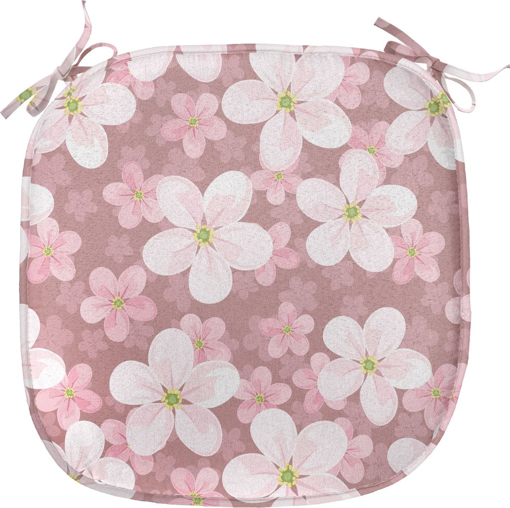 ABAKUHAUS Blume Polster für Esszimmerstühle, Kirschblüten Petal, Dekoratives wasserfestes Kissen mit Riemen für Küchensitze, 40 cm x 40 cm, Ge...