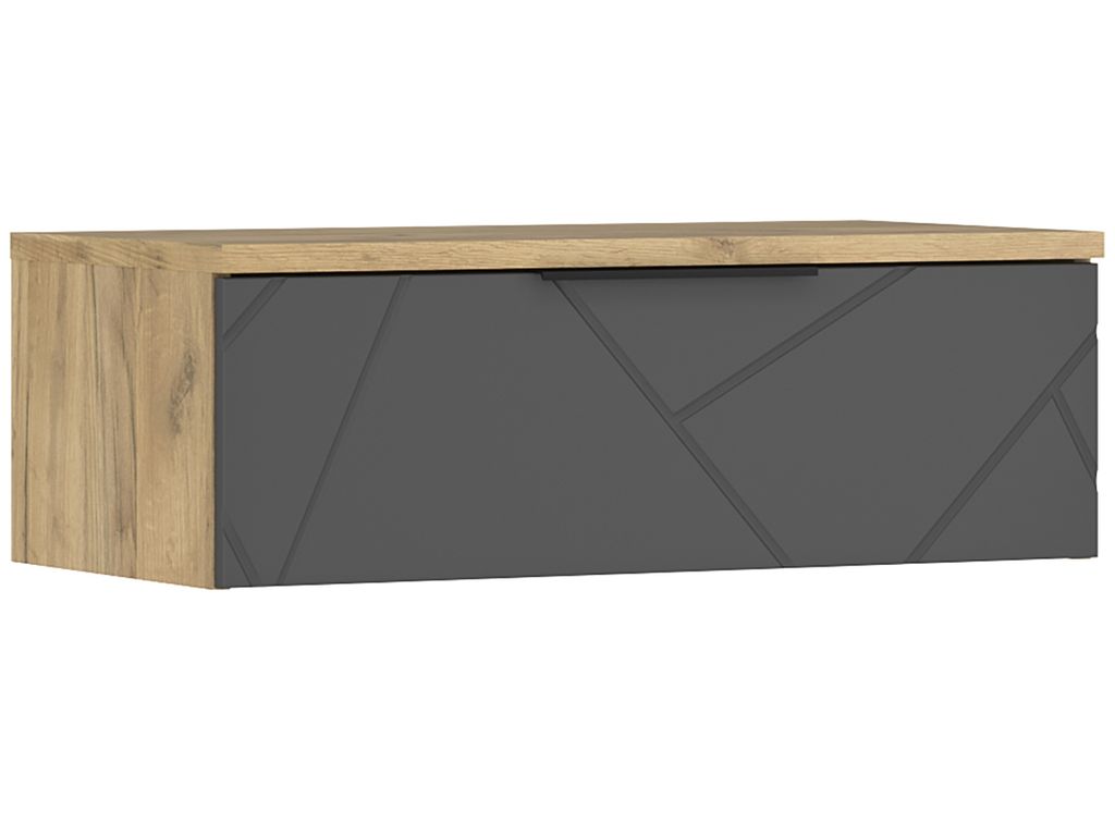 nabbi Wandmontierter TV-Ständer Viliam TV-1DRWS – goldfarbene / graue Craft-Eiche