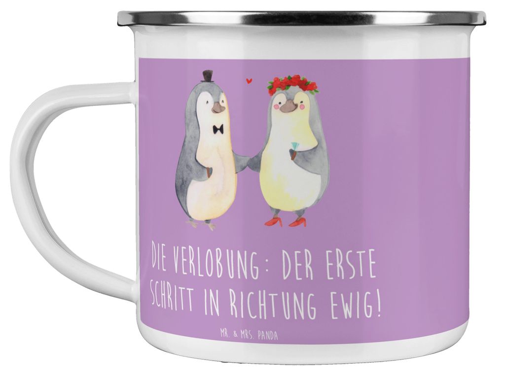 Mr. & Mrs. Panda Teebecher Verlobung Schritt - Lavendeltraum - Geschenk, Motivtasse, Zukunft, Teetasse, Geschenke, becher emaille, Heirat, Brautpaa...