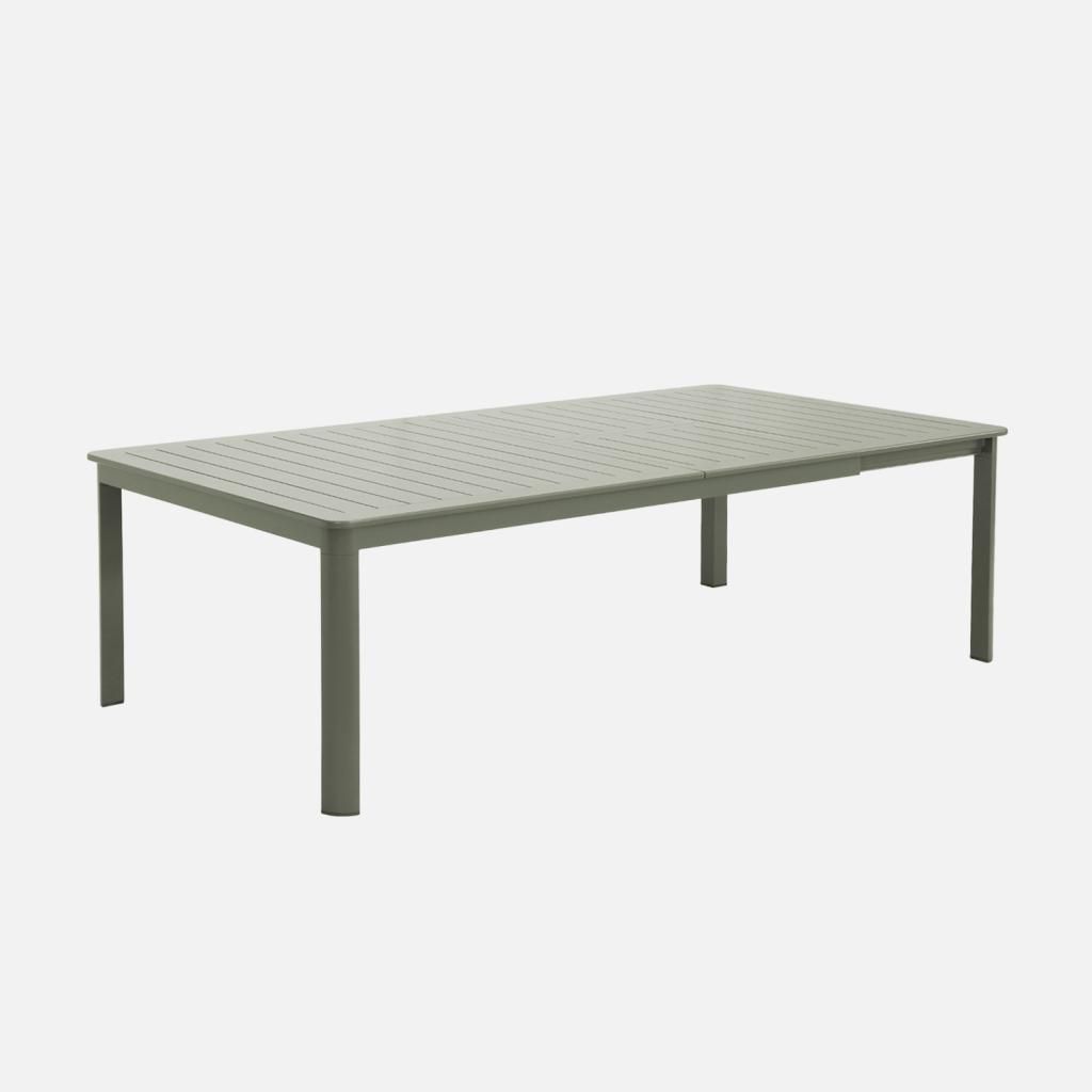 sweeek - Ausziehbarer Gartentisch aus Aluminium 199/258,5cm für 12 Personen - Khaki