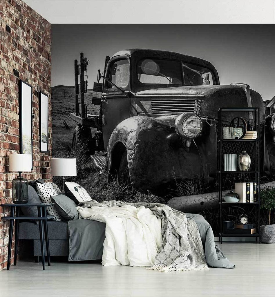 Fototapete Altes Auto, Material:Premium Vlies 150g/qm, Größe Tapete:325 x 260cm