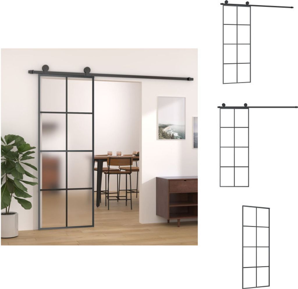 vidaXL Schiebetür mit Beschlag 76x205 cm ESG-Glas & Aluminium - Haustüren