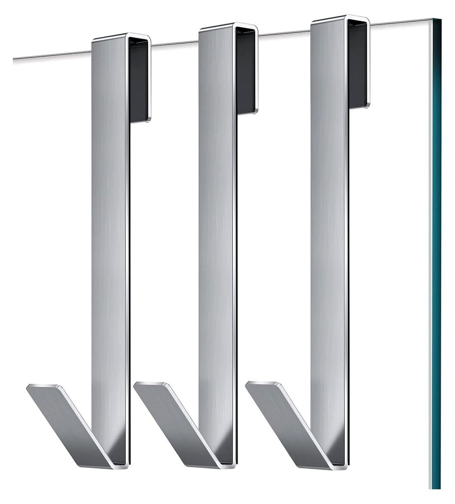 Duschhaken 25,4 cm, 3er-Set Schwerlast-Handtuchhaken ohne Bohren, Verlängerte Duschhaken für Handtücher, Passend für rahmenlose Glasduschtüren...