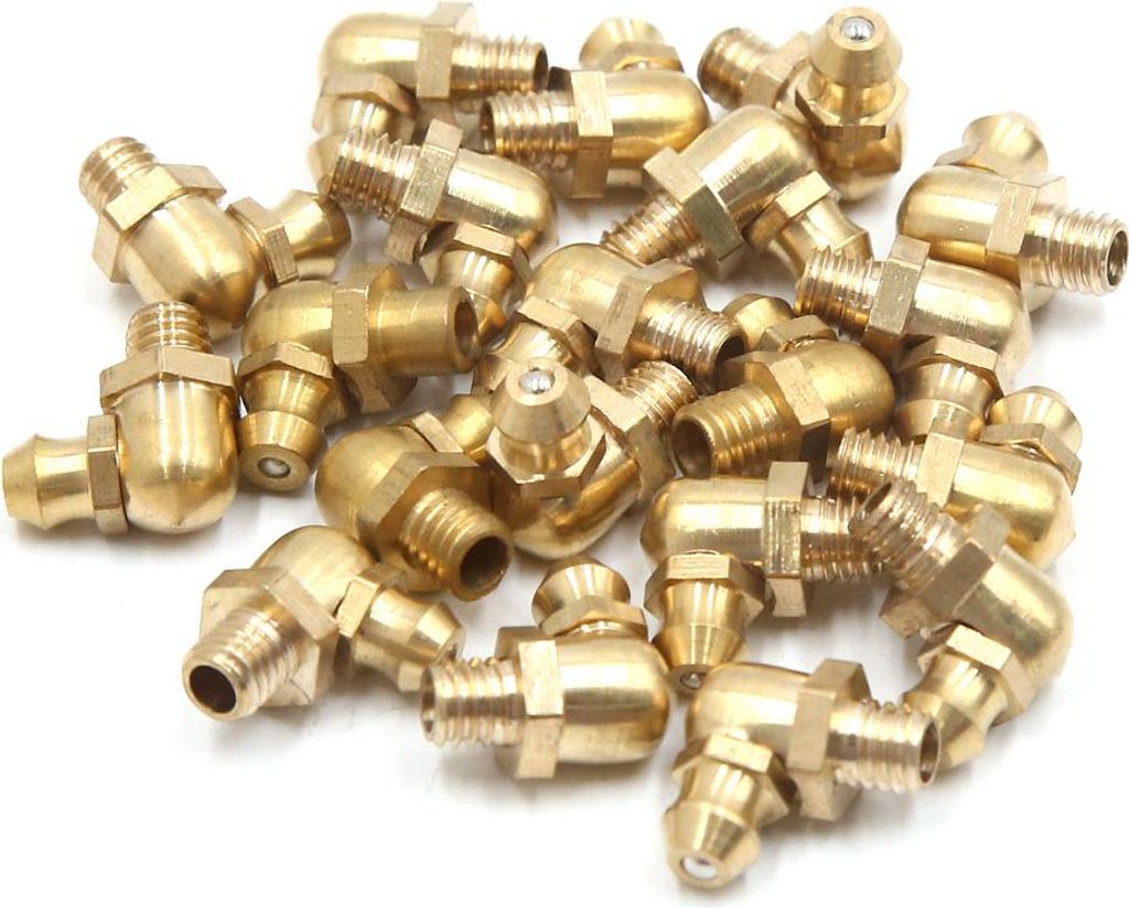 20 Stück M6 x 1 Gewinde Kegelschmiernippel Fettnippel Abschmiernippel 90 Grad Winkel Messing Fettzerk Nippel Fitting für Auto