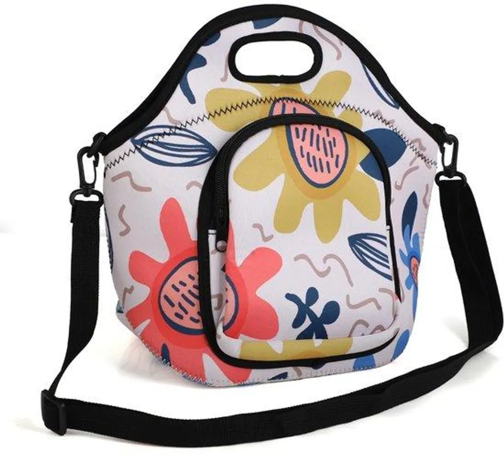 Sac isotherme repas avec compartiments et bandoulière motif à fleurs