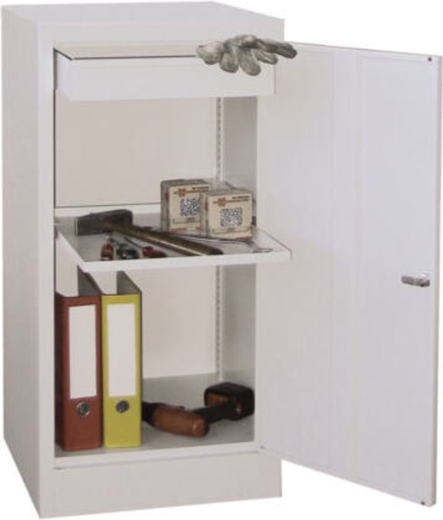 Stahlschrank - 1 Vollblechtür - Zylinderschloss - 1.000x500x500 mm (HxBxT) - zinkgelb/reinorange