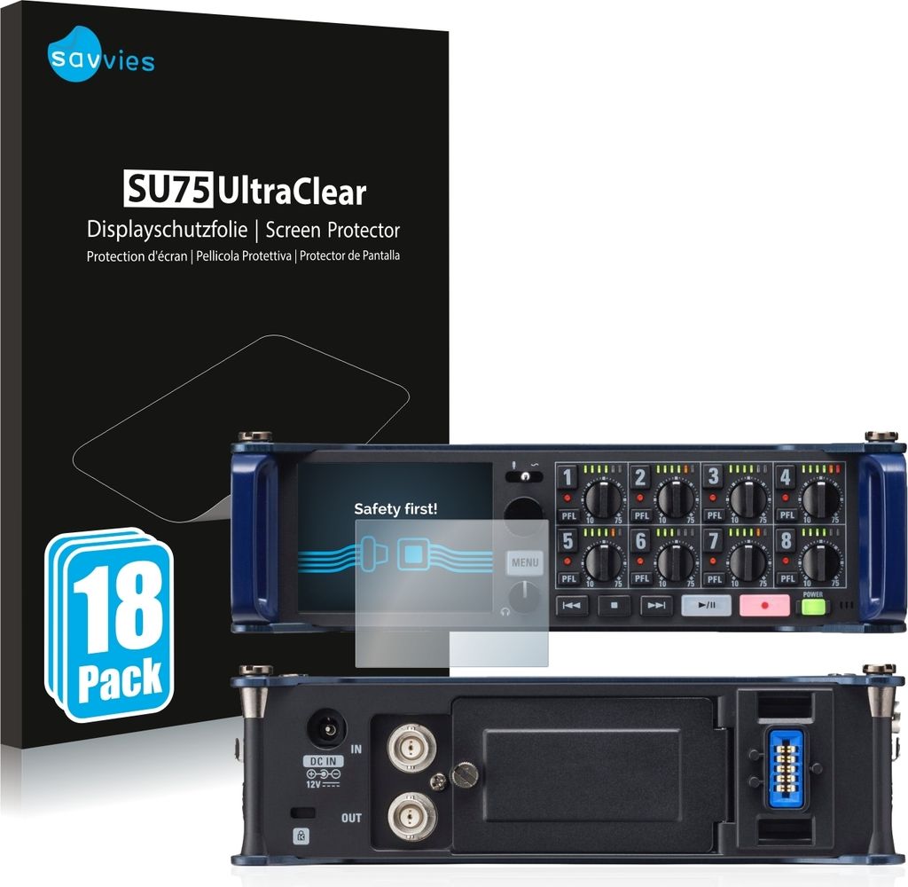 18x Für Zoom F8 field recorder Schutzfolie Savvies Displayschutz Display Schutz Folie Klar Transparent