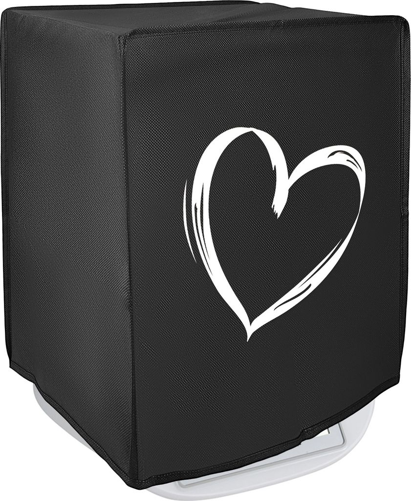 kwmobile Hülle kompatibel mit Thermomix TM5 / TM6 mit Varoma - Küchenmaschine Abdeckhaube - in Weiß Schwarz Herz Brush