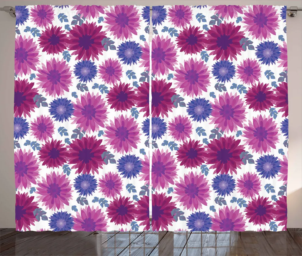 Tenda di Design ABAKUHAUS 280x225 Fiori Autunnali Lavanda e Magenta